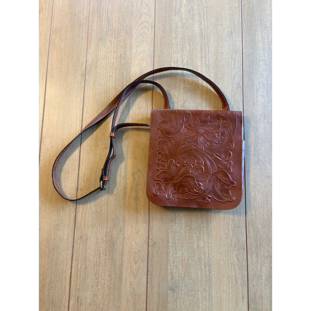 Patricia Nash Granada Florence Crossbody Purse Bag Tooled Leather Floral Rustic - Picture 2 of 15